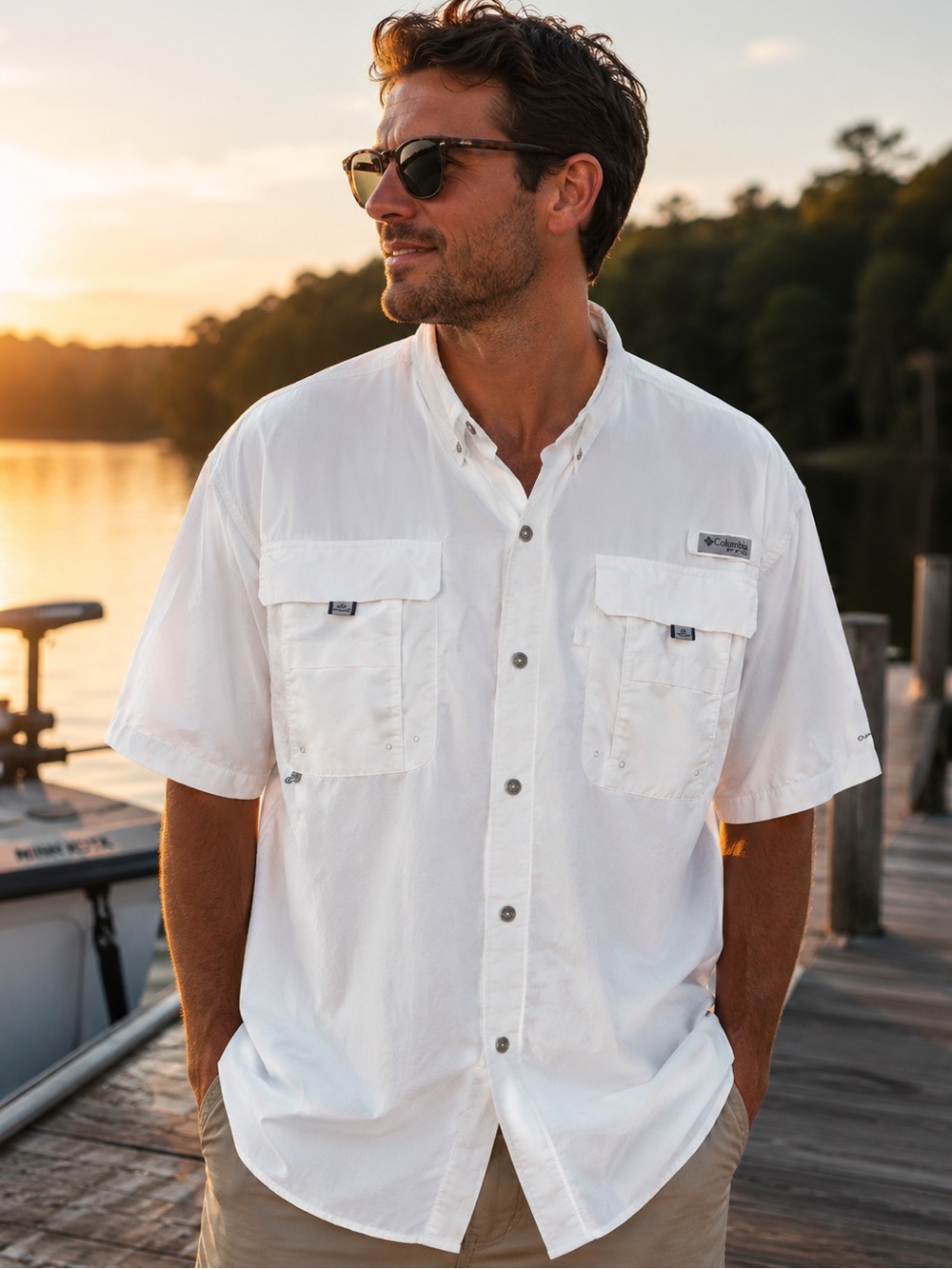 Columbia PFG Bahama Men’s XL White Omni-Shade Vented Fishing Shirt EUC!